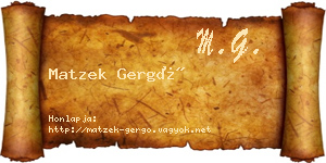 Matzek Gergő névjegykártya
